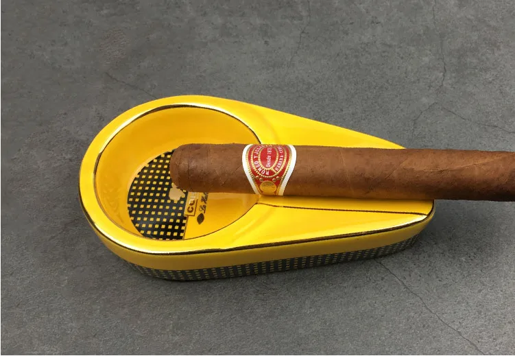 COHIBA желтая керамическая пепельница для сигар держатель подарки черный белый портативный маленький круглый конский узор дорожная сигарета Табак