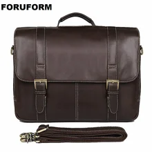 Мужской деловой портфель из воловьей кожи, винтажная мужская сумка-мессенджер/Повседневная деловая сумка из натуральной воловьей кожи LI-2339