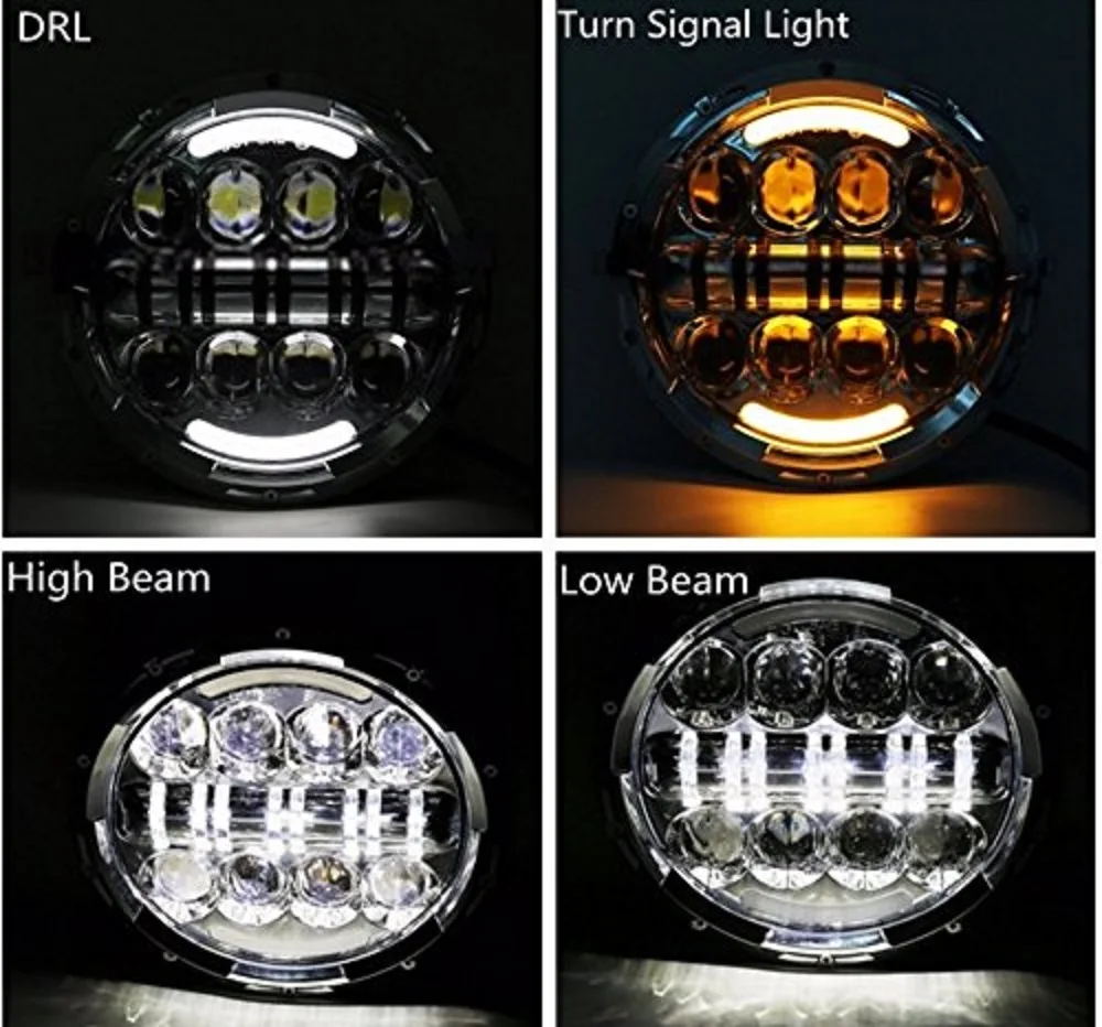 7 LED H4 Halo Headlights with H4 Adapter For Land Rover 7 Inch LED Headlamps with Amber Turn Signal For lada niva 4x4 (5)