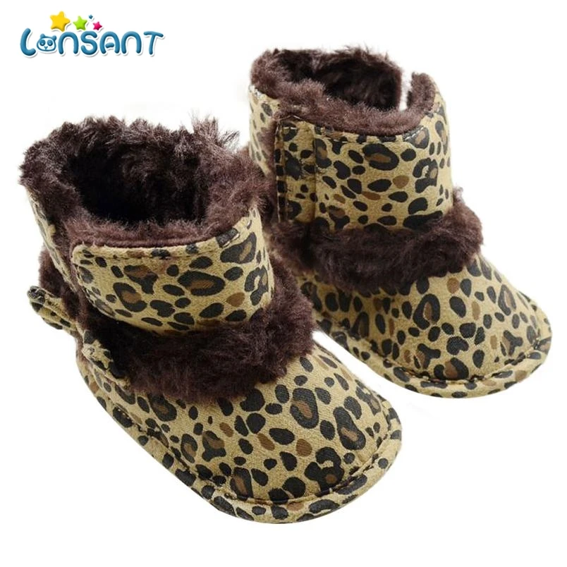 LONSANT 2018 детские зимние ботинки мягкие пинетки обувь Leopard малышей сапоги E1120