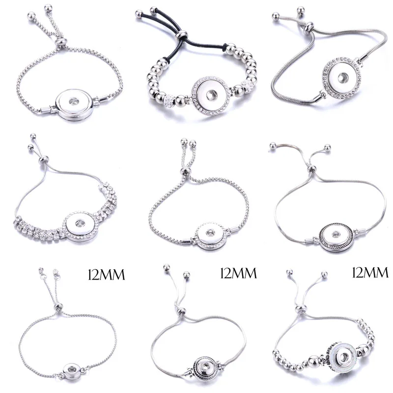 HotSaleSnapsJewelryAdjustableSnapButtonBracelet18mm12mmMetal