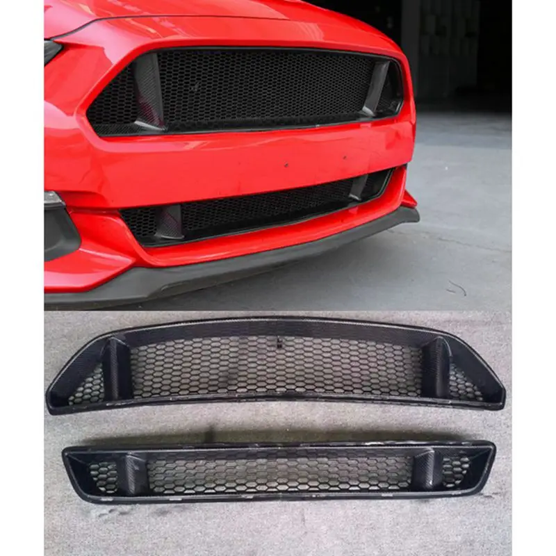 Real Carbon Fiber Car Front Bumper Mesh Grille Grills For Ford Mustang