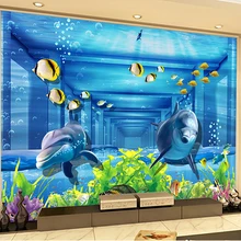 Пользовательские 3D морской мир Дельфин фото обои s настенная ткань настенная бумага для 3D детской комнаты ТВ фон домашний Декор 3d Большая фреска