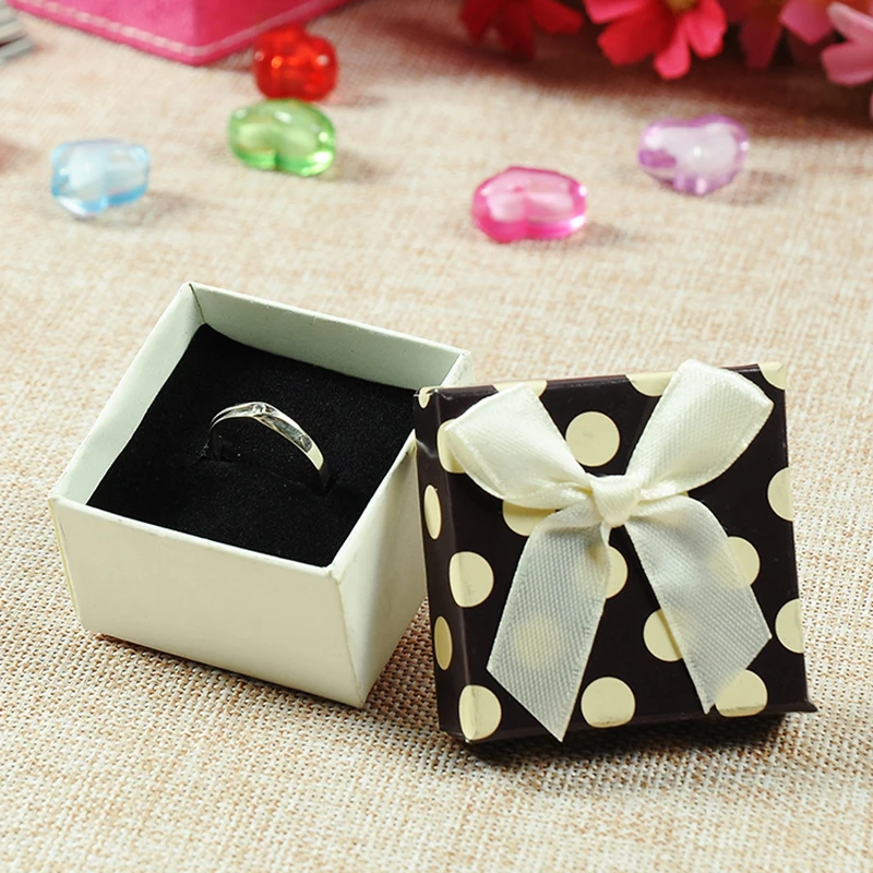 Шкатулка 5*5*3 см квадратный горошек обручальное кольцо подарок Коробки для Серьги разноцветный Бумага упаковка ювелирных изделий дисплей