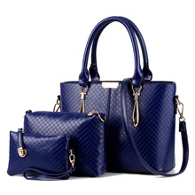 Tres sets. bolso de gran capacidad de la mujer de negocios. 2017 nuevo de alta calidad pu bolso de color sólido. Weave forma. tamaño 30*23
