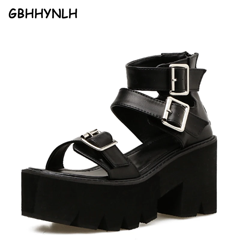 Women's Gladiator Punk Chunky Heels Platform Strap Buckle Open Toe Sandals Shoes Women's Gladiator Punk Chunky Heels Platform Strap Buckle Open Toe Sandals Shoes