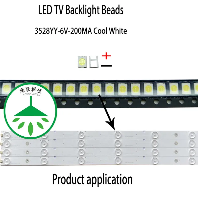 

YONGYUEKEJI new led smd 3528 6v 200ma 1w lamp beads cool white for repair led lcd backlight bar hot