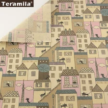 Лен Ткань Вышивание Материал tissu дом и Cat Дизайн скатерть Подушка сумка Шторы Подушка teramila Текстиль для дома см