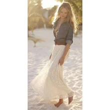 Женское шифоновое Плиссированное Платье макси с двойным кружевным слоем и эластичной талией