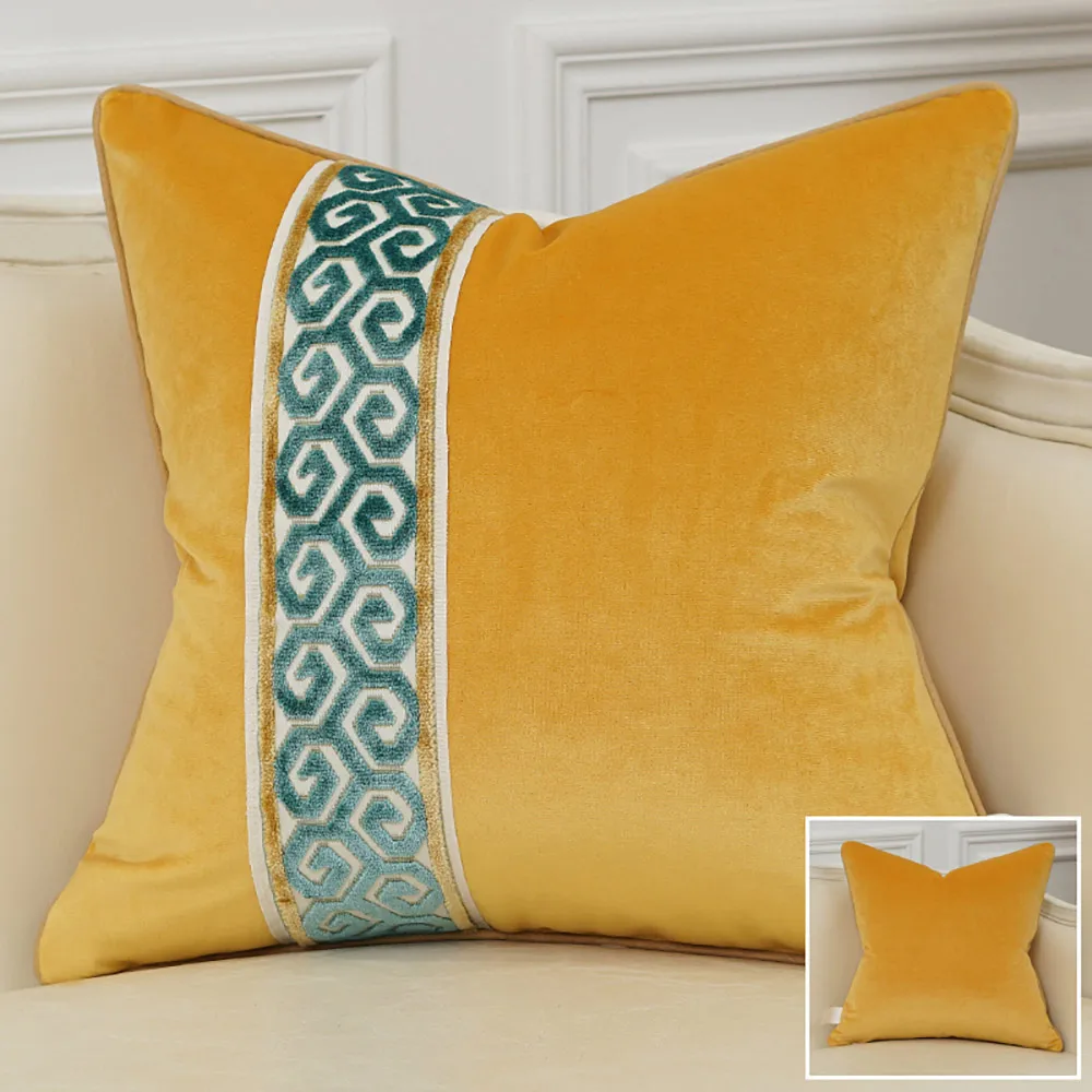 Avigers роскошные бархатные Лоскутные Полосатые Чехлы для подушек оранжевые синие белые наволочки для дивана гостиных - Цвет: B