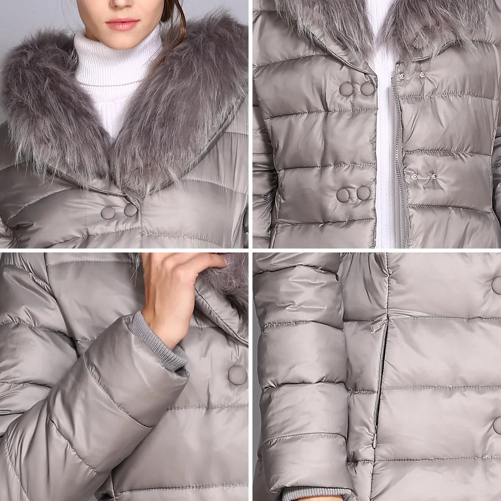 2018 New COUTUDI Winter Women Jacket Coat With Natural Rabbit Fur Collar Women Parkas Double Breasted Women Cotton Padded Jacket