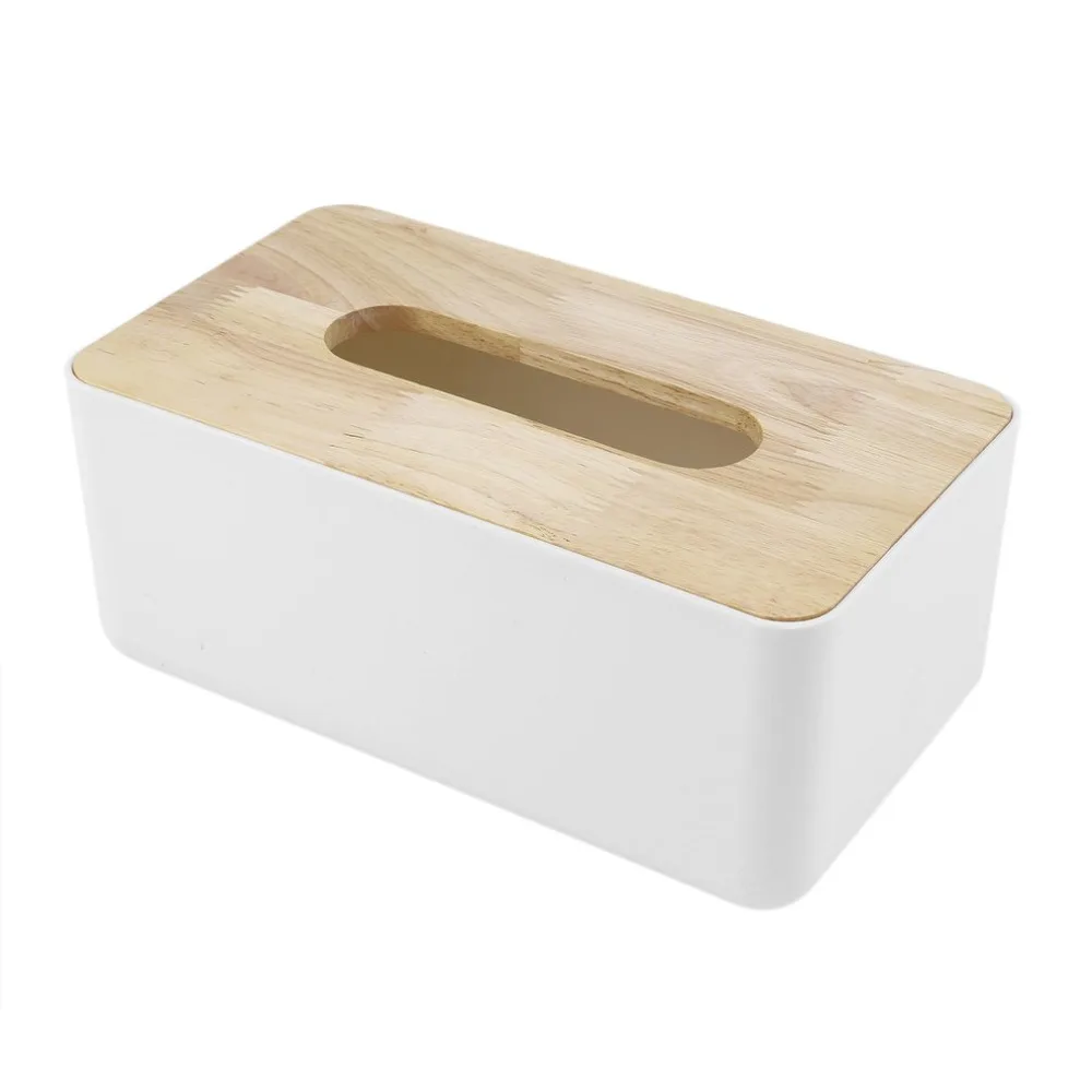 Rectangle Wooden+ Plastic Tissue Box Solid Wood Napkin Case Home Office Car Container Organizer Decoration For Removable