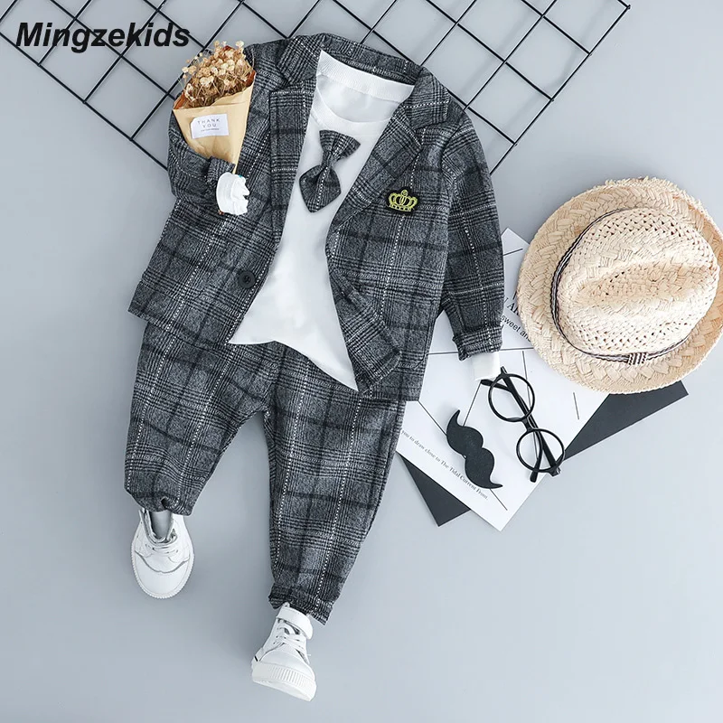Mingzekids/Костюм Джентльмена из 3 предметов для маленьких мальчиков Стильный деловой