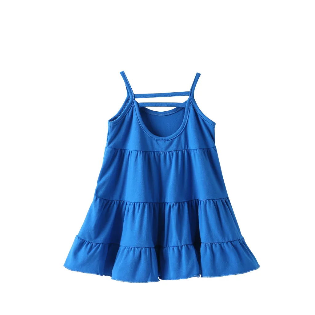 Коллекция года, летние платья-майки для маленьких девочек однотонное платье принцессы без рукавов с принтом на бретельках 3 цвета, для девочек от 12 месяцев до 5 лет
