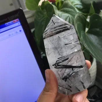 

A241(247g) Special Natural Black Tourmailne Quartz Crystal Minerals Wand Decoration for Home Ornaments 2019 Healing