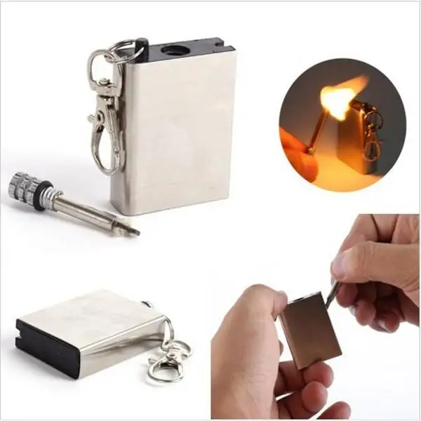

5 Pieces/Lot Convenience Outdoor Camping Emergency Survival Flint Match Fire Starter Hiking Tool Kit Key Chain Without Oil