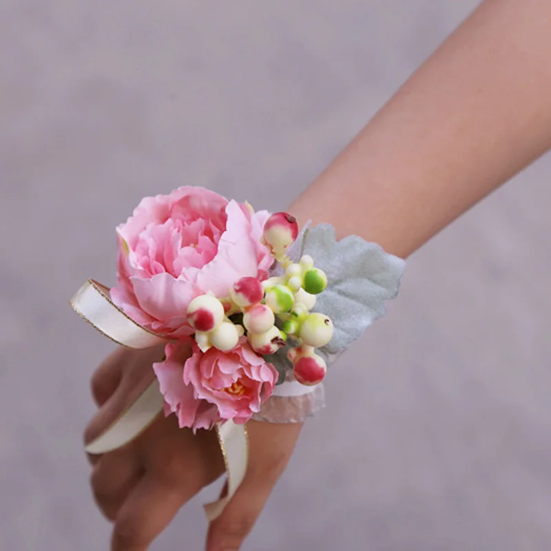 Artificial flower Groom Boutonniere Man Buttonholes Women Bride Wrist