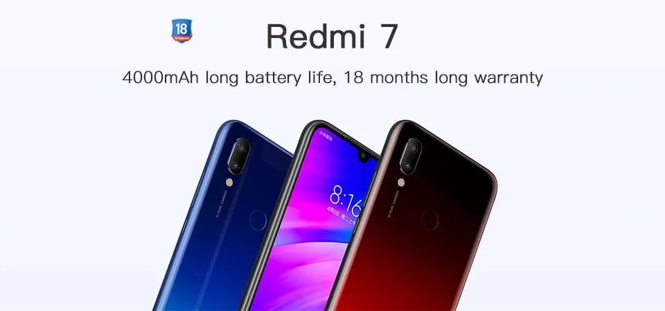 Глобальная версия Xiaomi redmi 7 6,2" полный экран 4000 мАч 3 ГБ оперативная память 64 ГБ Встроенная Snapdragon 632 Octa Core 12MP redmi 7 телефон