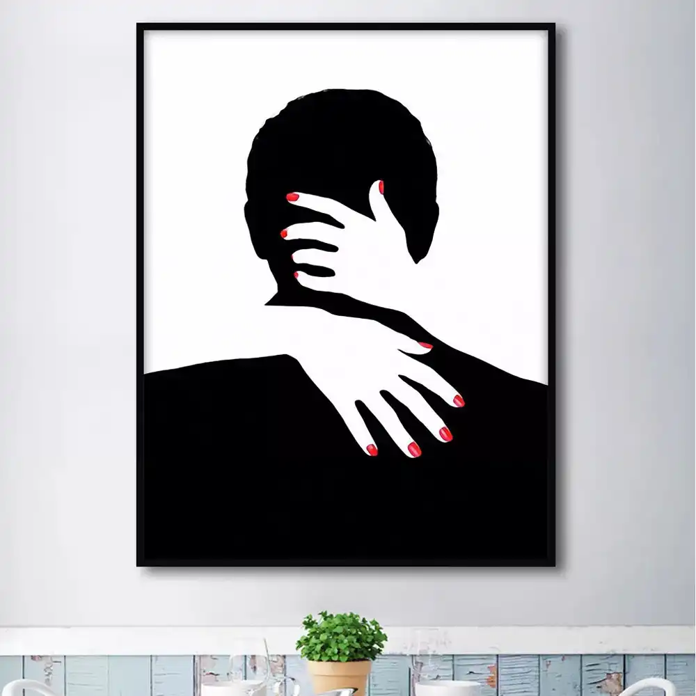 Black And White Simple Painting Couple Hugging Picture Cuadros Decoracion Canvas Figure Painting For Living Room No Framed Painting Calligraphy Aliexpress