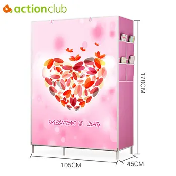 

Actionclub Non Woven Wardrobe Folding Practical Cloth Cabinet Portable Clothes Storage Closet Clothes Organizer Wardrobe
