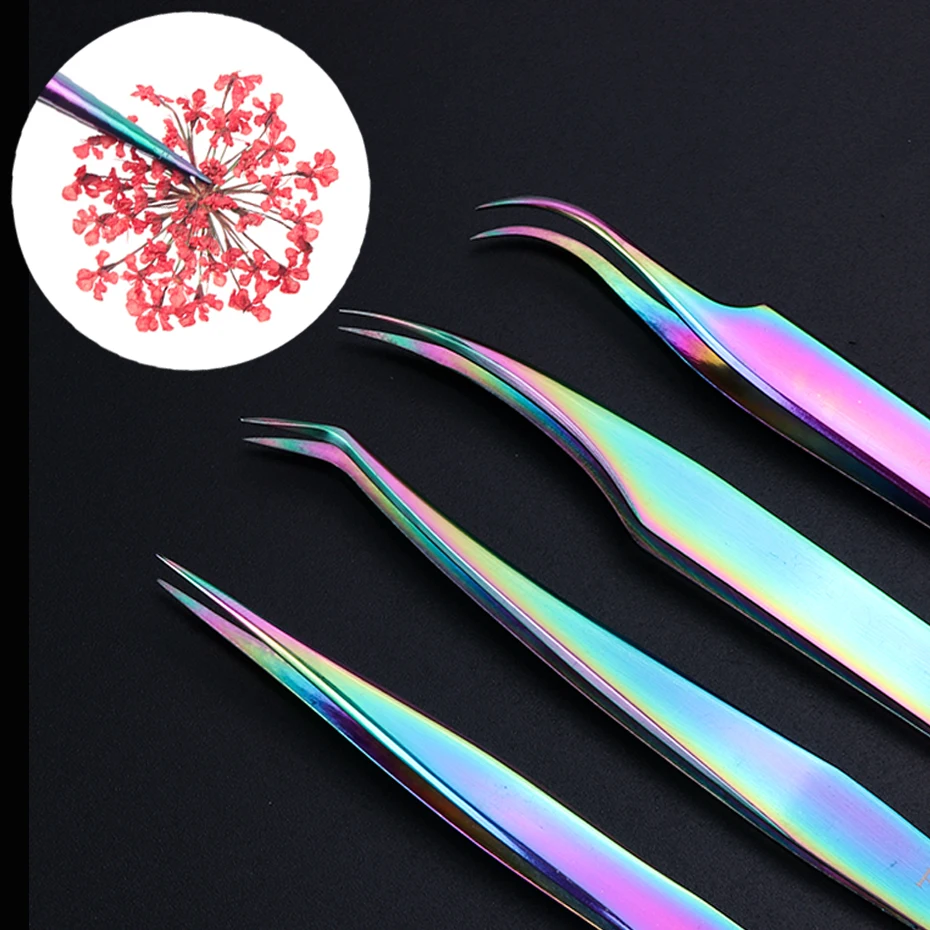 1pcs Eyelash Tweezers Curved Straight Chameleon Nail Nipper Fake Eyelashes Extension Manicure Makeup Nail Art Tools LAFB1-4-1