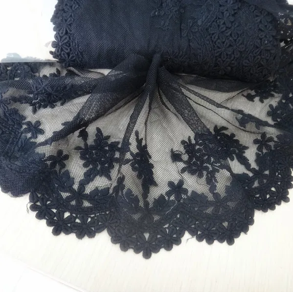 

1 yards wholesale freeshipping Diy accessories clothes material lace decoration black embroidery hydrotropic net flower-13mm