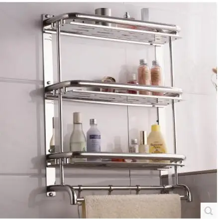

The stainless steel bath towel frame of the stainless steel towel rack is a three-ply hardware wall hanging
