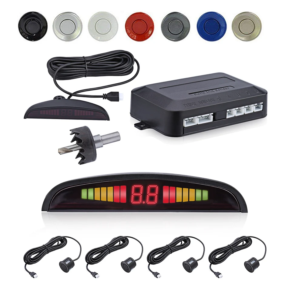 

Car Auto Parktronic LED Parking Sensor with 4 Sensors Reverse Backup Car Parking Radar Monitor Detector System Display