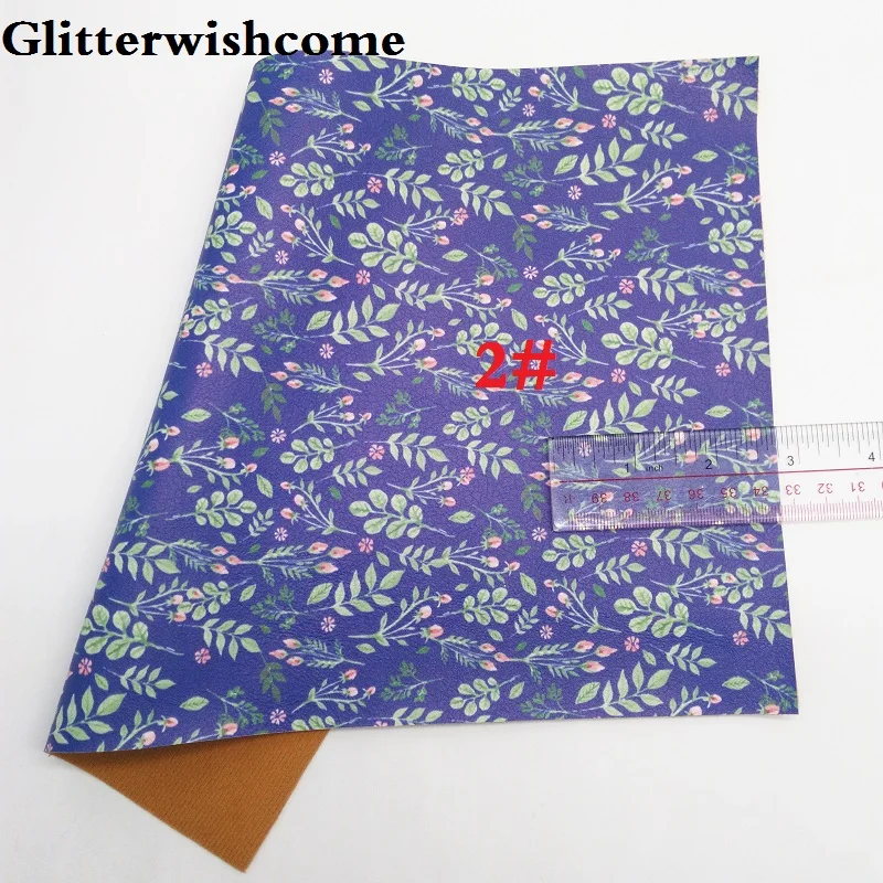 Glitterwishcome 21X29 см A4 размер винил для бантов печатные цветы кожа Fabirc искусственная кожа листы для бантов, GM159A