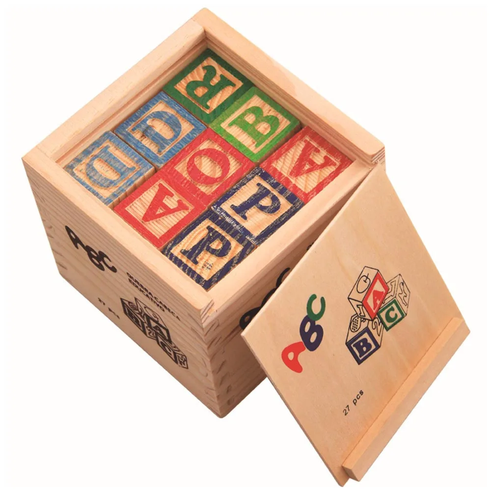 

MrY New 27Pcs/Set Children Learning Wood Alphabet Blocks Letters Stacking Building Blocks Educational Toys