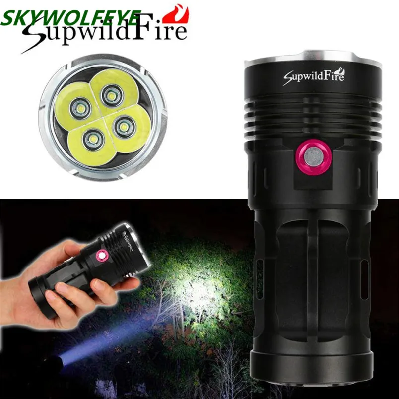 

4 x XM-L T6 LED Flashlight led bulbsTorch 18650 with battery Hunting holiday lighting Rechargeable Lamp Free Shipping #NO06
