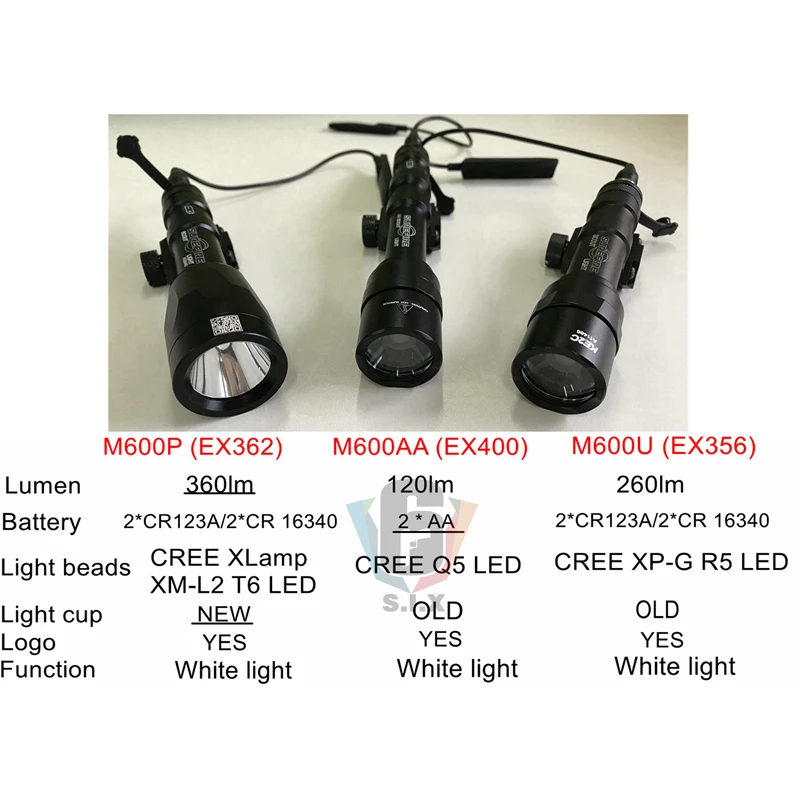 Tático Surefir Airsof Lanterna Led 500lumens Arma Tática M600 Luz Caça Scout M600u 13 Luzes de armas