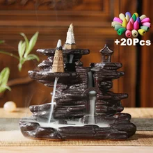 Подарок 20 шт. конусов Ретро керамический водопад обратного потока ладан горелка держатель для благовоний ароматерапия печи домашний чай дзен декор в Стиле Йоги