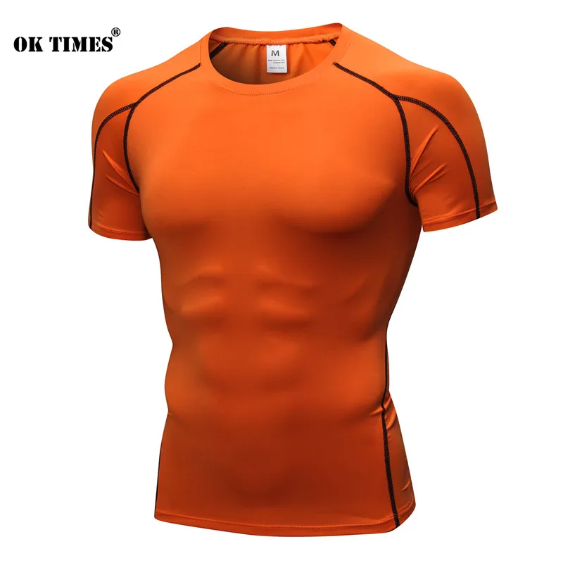 Мужская спортивная одежда быстросохнущая футболка с коротким рукавом для занятий йогой и футболом, облегающая футболка, компрессионные крутые рубашки - Цвет: 5305