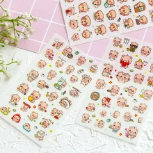6 folhas Rosa Leitão Conta Mão Álbum Diário Vara Etiqueta de Papel Adesivo Adesivos Decorativos Decoração