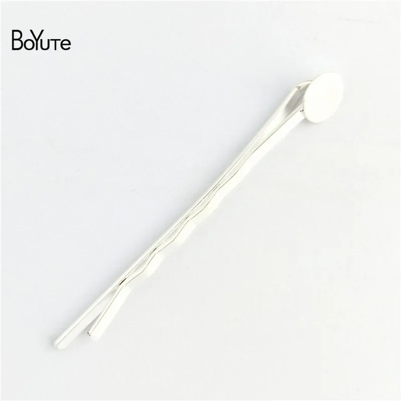 BoYuTe (20 piecesLot) 7 Colors Hair Pins Base Long Bobby Hair Clip with 8MM Flat Round Glue Pad for Diy Hairpins Jewelry Making (6)