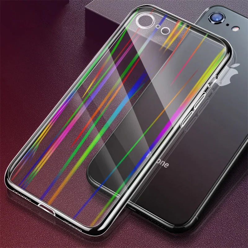 

Luxury Transparent Blank Aurora Tempered Glass Phone Cover Back Case for Apple iPhone XR XS Max X 8 7 Plus Capa Coque Fundas
