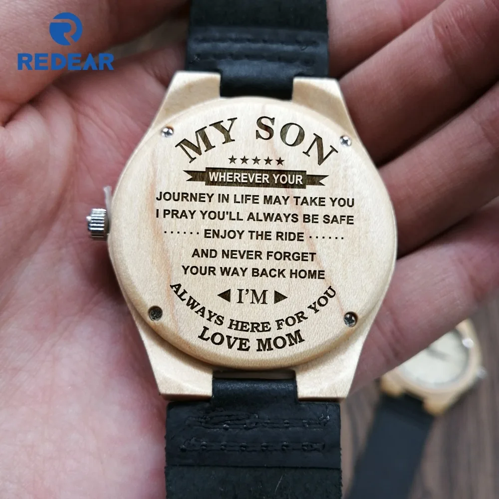 

Engraved Wooden Wood Watch Mom To Son I'm Always Here for You
