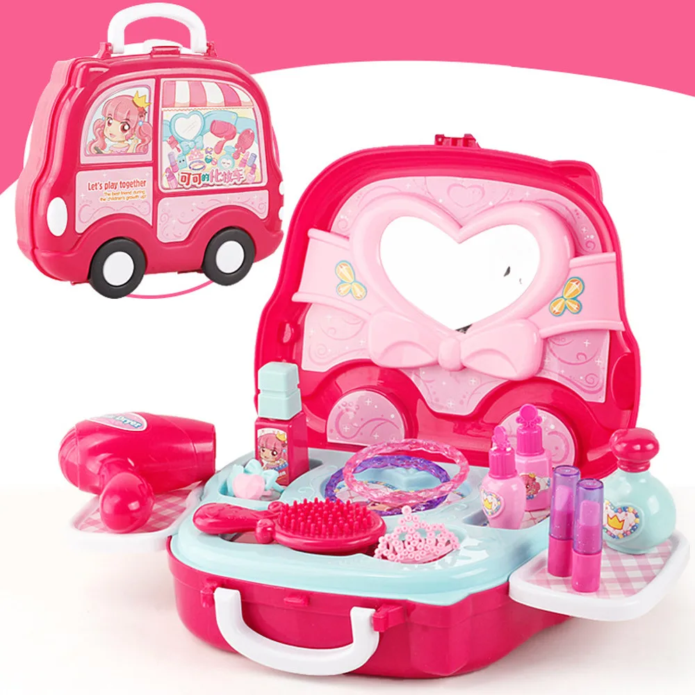Пластиковый портативный чемодан игрушки инструмент кухонный косметический медицинский Juguetes мальчик девочка развивающие ролевые игры игрушки для детей багажная коробка - Цвет: A