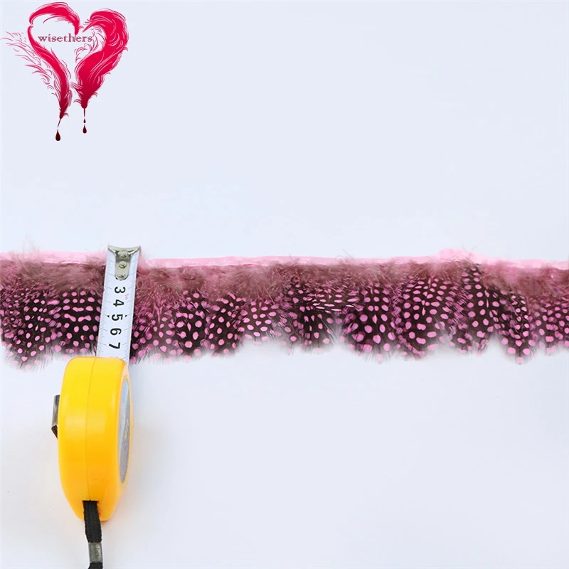 4 pink guinea fowl feather trims 6