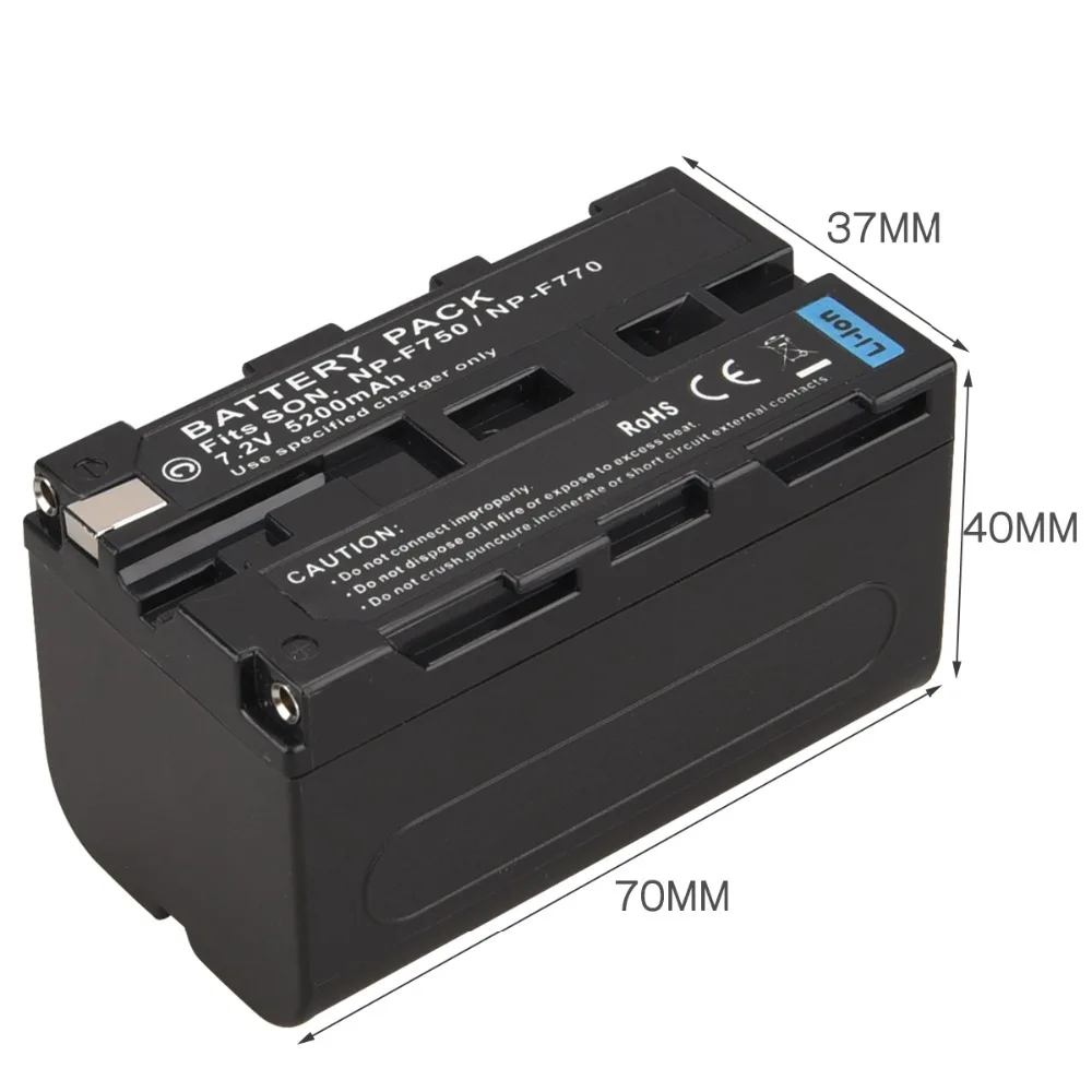 

Lowest Price 7.2V 5200mAh Digital Camera Battery Pack Fits Sony NP-F750 NP-F770 Rechargeable Batteria Digital Li-ion Battery