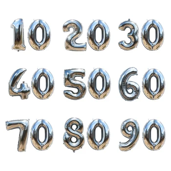 

40 inch Gold sliver aluminum foil number Balloons 10 20 30 40 50 60 70 80 90 years birthday party Anniversary DIY decoration
