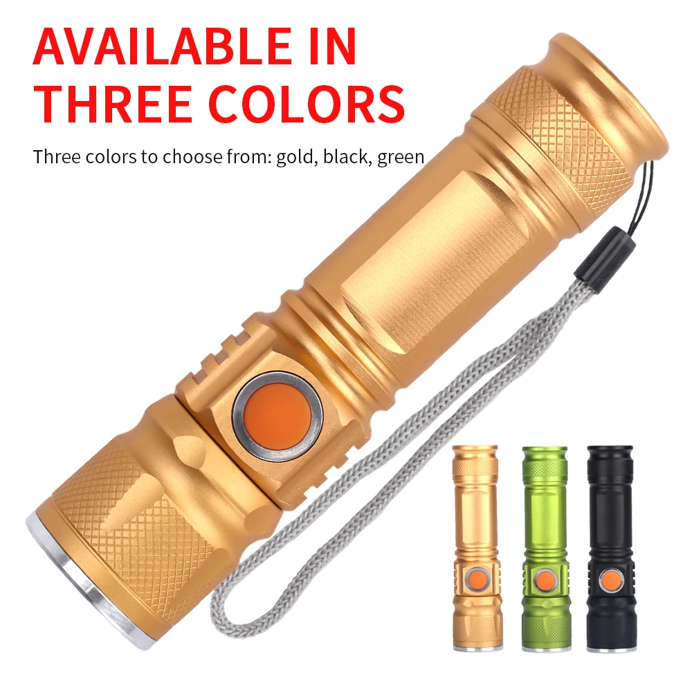 

JXSFLYE Outdoor LED Intense Light Mini Torch Night Cycling Lamp USB Charged T6 Gift Waterproof Torch