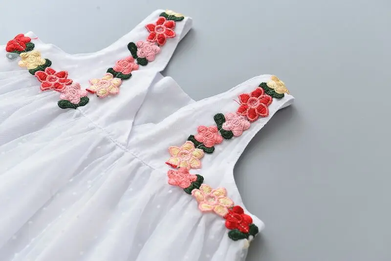 Для девочек летние топы белый горошек для маленьких девочек кружевные цветы блузка красивая детская одежда принцессы Оптовая продажа, 5