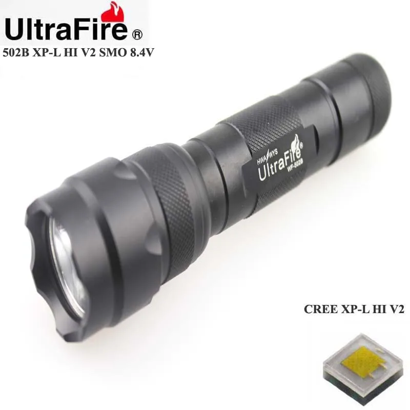 

U-F 502B CREE XP-L HI V2 1600lm Cool White Light 8.4V 5-Mode SMO LED Flashlight (1 x 18650/2x18650)