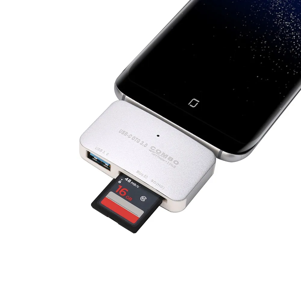 3 In1 OTG/SD/TF Тип Mini Card USB концентратор для карт памяти мобильный телефон адаптер 4,10 - Цвет: Silver