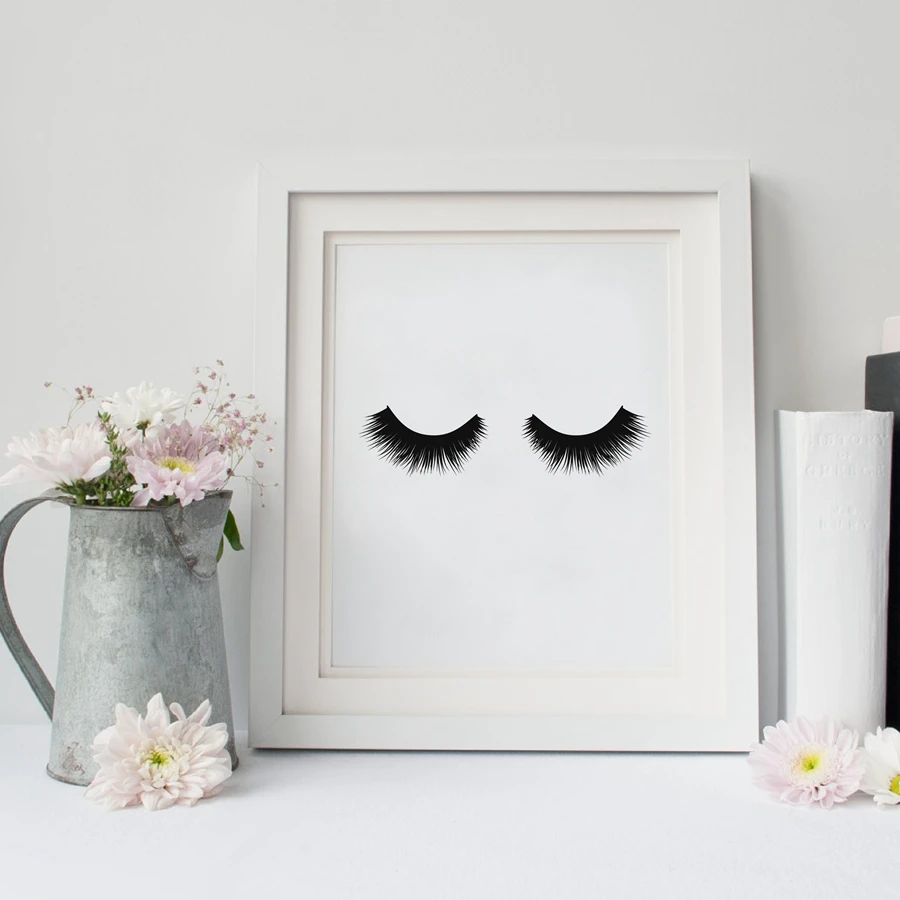 

Eyelash Canvas Print Art Poster , Fashion Makeup Print Girl Room Decor , Minimalist Art Poster Girly Room Decor