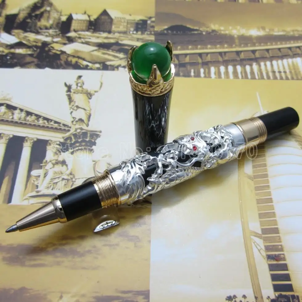 Jinhao H600 дракон король играть жемчуг роллер ручка красивая ретро культура металлическая подарочная ручка с ручкой сумка