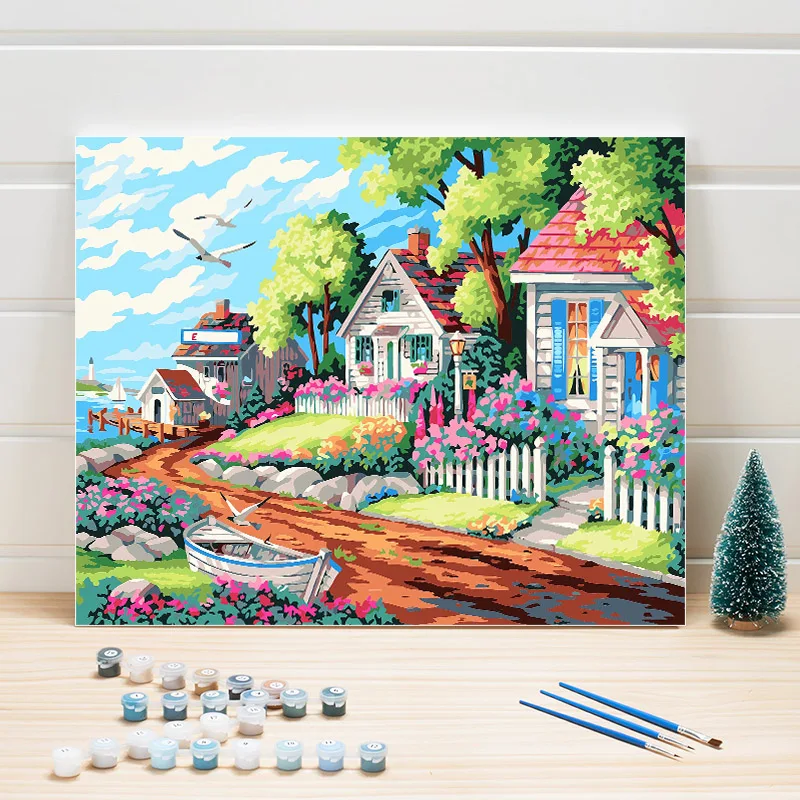 

Paint Pictures By Numbers Drawing On Canvas Oil Painting DIY Acrylic Art Coloring For Living Room Wall Wedding Decoration Crafts