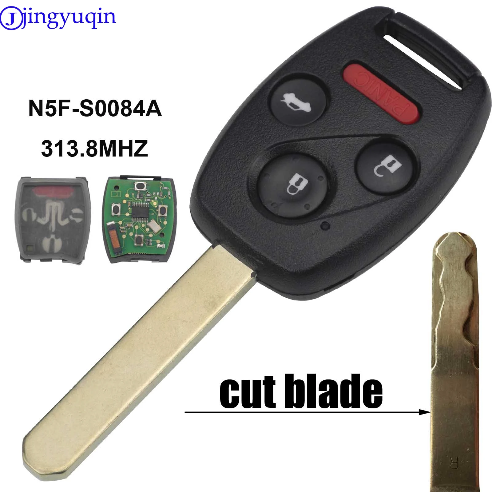 

jingyuqin cut blade FSK ID46 N5F-S0084A 313.8MHz Key For Honda Accord Element Pilot CR-V HR-V Fit Insight City Jazz Odyssey